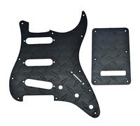Dopro 11-Hole Diamond Plate Modern Style Strat SSS Guitar Pickguard Metal Scratch Plate with Back Plate Tremolo Cover Fits American/Mexican Stratocaster Black