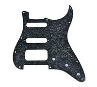 Dopro 11-Hole Strat HSS Guitar Pickguard 2-Screw Humbucking Pickup Mount for American FD Stratocaster Black Pearl