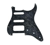 Dopro 11-Hole Strat HSS Guitar Pickguard 3-Screw Humbucking Pickup Mount for American FD Stratocaster Black Pearl