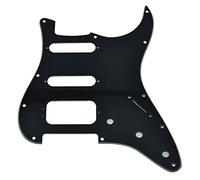 Dopro 11-Hole Strat HSS Guitar Pickguard 3-Screw Humbucking Pickup Mount for American FD Stratocaster Black 3 Ply