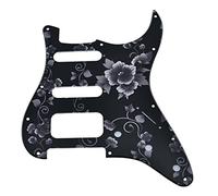 Dopro 11-Hole Strat HSS Guitar Pickguard 3-Screw Humbucking Pickup Mount for American FD Stratocaster Flower Pattern