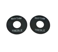 Dopro 2pcs Black with Silver Letters LP Guitar Toggle Switch Washer Plate Rhythm Treble Ring for Les Paul