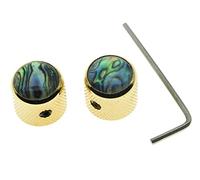 Dopro 2pcs Gold Tele Telecaster Abalone Top Guitar Dome Knobs Bass Knobs with Set Screw and Wrench