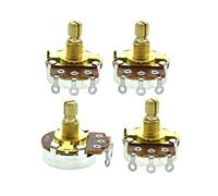 Dopro 4-Pack Full Size 24mm Base Metric Guitar Bass Pots with 15mm Short Brass Shaft Audio Taper Potentiometers A250K