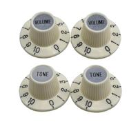 Dopro 4pcs 18 Coarse Spline Vintage White with Chrome Cap LP Metric Guitar Witch Hat Knobs Top Hat Knobs for SG Epi Les Paul