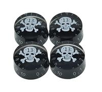 Dopro 4pcs Black with White Skull Guitar Speed Dial Knobs Control Knob fits LP Guitar