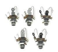Dopro 5pcs Brass American 3/8"-32 Thread 1/4" Female Stereo Jack Socket 6.35mm Output/Input Jack TRS Stereo Panel Mount Jack Socket
