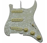 Dopro Custom Loaded Strat SSS Pickguard Prewired ST Pickguard with Ceramic Pickups for USA/Mexican Fender Aged Pearl With Cream Covers and Knobs
