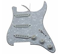 Dopro Custom Loaded Strat SSS Pickguard Prewired ST Pickguard with Ceramic Pickups for USA/Mexican Fender White Pearl With White Covers and Knobs