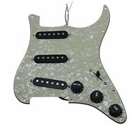 Dopro Custom Loaded Strat SSS Pickguard Prewired ST Pickguard with Ceramic Pickups for USA/Mexican Fender Aged Pearl With Black Covers and Knobs