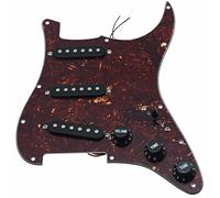Dopro Custom Loaded Strat SSS Pickguard Prewired ST Pickguard with Ceramic Pickups for USA/Mexican Fender Vintage Tortoise With Black Covers and Knobs