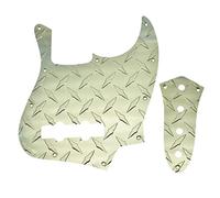 Dopro Diamond Plate 10-Hole 4 String Jazz Bass Pickguard Aluminum Diamond Plate J Bass JB Control Plate and Screws for American/Mexican Fender Jazz Bass Gold