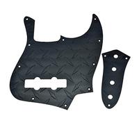 Dopro Diamond Plate 10-Hole 4 String Jazz Bass Pickguard Aluminum Diamond Plate J Bass JB Control Plate and Screws for American/Mexican Fender Jazz Bass Black