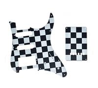 Dopro Guitar HSS Pickguard and Tremolo Cover fits Yamaha PACIFICA Guitar Black/White Grid