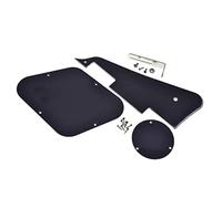 Dopro LP Black 1Ply Guitar Pickguard Back Plate Rear Cavity Cover Switch Plate and Nickel Steel Mounting Bracket with Steel Pickguard Mounting Screws for USA Les Paul Black 3Ply