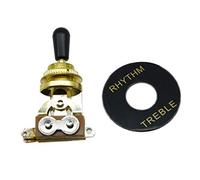 Dopro LP Guitar 3 Way Toggle Switch Gold with Black Tip and RHYTHM TREBLE Plate for Les Paul