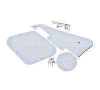 Dopro LP Guitar Pickguard Back Plate Rear Cavity Cover Switch Plate and Nickel Steel Mounting Bracket with Steel Pickguard Mounting Screws for USA Les Paul White Pearl