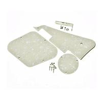 Dopro LP Guitar Pickguard Back Plate Rear Cavity Cover Switch Plate and Nickel Steel Mounting Bracket with Steel Pickguard Mounting Screws for USA Les Paul Aged Pearl