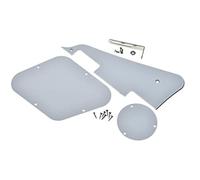 Dopro LP White 1Ply Guitar Pickguard Back Plate Rear Cavity Cover Switch Plate and Nickel Steel Mounting Bracket with Steel Pickguard Mounting Screws for USA Les Paul White 3Ply