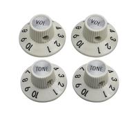 Dopro Premium 4pcs Vintage White with Chrome Cap Witch Hat Knobs Skirted Knobs with Set Screw 2V2T for 72 Telecaster Custom/Vintage Jazzmaster or Amplifiers