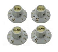 Dopro Premium 4pcs White with Gold Cap Witch Hat Knobs Skirted Knobs with Set Screw 2V2T for 72 Telecaster Custom/Vintage Jazzmaster or Amplifiers