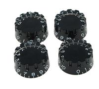 Dopro Set of 4 Black Knurled Metric LP Guitar Speed Dial Knobs Control Knobs for Epi Les Paul/Import Guitar Bass w/Coarse 5.8mm Split Pots