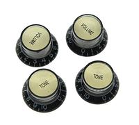 Dopro Set of 4 LP Guitar Reflector Knobs Black with Gold Cap Top Hat Knobs for SG Epiphone Les Paul