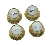 Dopro Set of 4 LP Guitar Reflector Knobs Gold with Chrome Cap Top Hat Knobs for SG Epiphone Les Paul