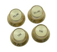 Dopro Set of 4 LP Guitar Reflector Knobs Gold with Gold Cap Top Hat Knobs for SG Epiphone Les Paul