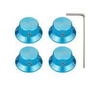 Dopro Set Screw 1/4" Universal Metal Guitar Bass Potentiometer Knobs Aluminium Volume/Tone Top Hat Bell Knobs for Strat/Ibanez/Yamaha/LP Les Paul 2V2T Blue