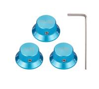 Dopro Set Screw 1/4" Universal Metal Guitar Bass Potentiometer Knobs Aluminium Volume/Tone Top Hat Bell Knobs for Strat/Ibanez/Yamaha/LP Les Paul 1V2T Blue