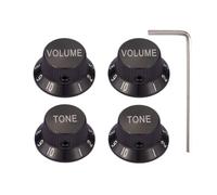 Dopro Set Screw 1/4" Universal Metal Guitar Bass Potentiometer Knobs Aluminium Volume/Tone Top Hat Bell Knobs for Strat/Ibanez/Yamaha/LP Les Paul 2V2T Black