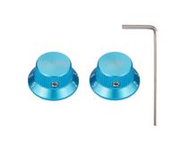 Dopro Set Screw 1/4" Universal Metal Guitar Bass Potentiometer Knobs Aluminium Volume/Tone Top Hat Bell Knobs for Strat/Ibanez/Yamaha/LP Les Paul 1V1T Blue