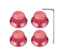 Dopro Set Screw 1/4" Universal Metal Guitar Bass Potentiometer Knobs Aluminium Volume/Tone Top Hat Bell Knobs for Strat/Ibanez/Yamaha/LP Les Paul 2V2T Red