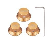 Dopro Set Screw 1/4" Universal Metal Guitar Bass Potentiometer Knobs Aluminium Volume/Tone Top Hat Bell Knobs for Strat/Ibanez/Yamaha/LP Les Paul 1V2T Gold