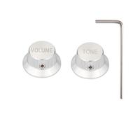 Dopro Set Screw 1/4" Universal Metal Guitar Bass Potentiometer Knobs Aluminium Volume/Tone Top Hat Bell Knobs for Strat/Ibanez/Yamaha/LP Les Paul 1V1T Silver