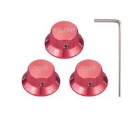 Dopro Set Screw 1/4" Universal Metal Guitar Bass Potentiometer Knobs Aluminium Volume/Tone Top Hat Bell Knobs for Strat/Ibanez/Yamaha/LP Les Paul 1V2T Red