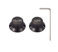 Dopro Set Screw 1/4" Universal Metal Guitar Bass Potentiometer Knobs Aluminium Volume/Tone Top Hat Bell Knobs for Strat/Ibanez/Yamaha/LP Les Paul 1V1T Black