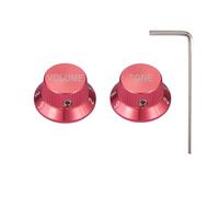 Dopro Set Screw 1/4" Universal Metal Guitar Bass Potentiometer Knobs Aluminium Volume/Tone Top Hat Bell Knobs for Strat/Ibanez/Yamaha/LP Les Paul 1V1T Red