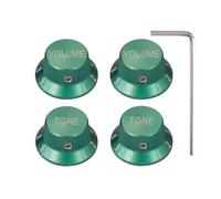 Dopro Set Screw 1/4" Universal Metal Guitar Bass Potentiometer Knobs Aluminium Volume/Tone Top Hat Bell Knobs for Strat/Ibanez/Yamaha/LP Les Paul 2V2T Green