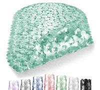 DOPROP Pebble Texture Non-Slip Bath Mat for Shower,Bathtub & Bathroom Floor,PVC Anti-Slip Mat with Drain Holes & Strong Suction Cups,Safe and Comfortable Mat for Toilet and Wet Areas - 69x36cm,Green
