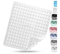 DOPROP Square Non Slip Shower Mat for Inside Shower 53x53CM Anti Mould Bath Mat For Walk In Shower Tray with Suction Cups Drain Holes Machine Washable Safety Bathroom Mat Ideal For Kids Elderly,WHITE