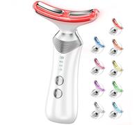 Dopsikn 9 in 1 red light therapy for face and neck, portable face massager with adjustable vibration and thermal wrinkles, double chin, white