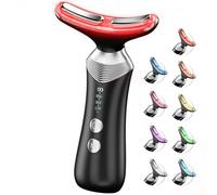 Dopsikn 9 in 1 Red Light Therapy for Face and Neck, Portable Facial Massage Tool with Adjustable Vibration Thermal for Wrinkles, Double Chin, Black