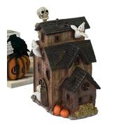 Dopsyesn Halloween Haunted House Village, Light up Haunted House Holiday Decor, Halloween Decorations Home Decor for Indoor Farmhouse Hotel Restaurant Shop Fireplace School