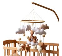 Dopsyesn Nursery Mobile | Boho Plush Cloud Star Cute,Kids Bunny Crib Mobile | for Boys Girls Calming Playing, Cradle Home Bedroom Childrens Room Nursery