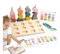 Dopsyesn Shape Sorting Toy,Lacing Beads Preschool Matching Games - Wooden Stacking Toys,for Boys Girls Ages 3+ Birthday Home School Classroom Playroom Party