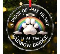 DOPTIKA Circle Glass Ornament, Pet Memorial Sympathy Gifts for Dogs, Cats, A Piece of My Heart, Cat Remembrance Gift for Pet Lover, Dog Memorial Gifts for Loss of Dog, Classic Christmas Decor