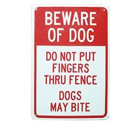 DoPut Fingers Thru Fence Dogs May Bite Security Sign Outdoors Yard Signs Safety Warning Sign Wall Decorative Metal Tin Signs 8x12 Inch