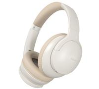 DOQAUS Bluetooth Headphones Over Ear, 90H Playtime, 3 EQ Mode, HiFi Stereo Bass, Soft Earmuff, Foldable Headphones for Phone/PC (Ivory)